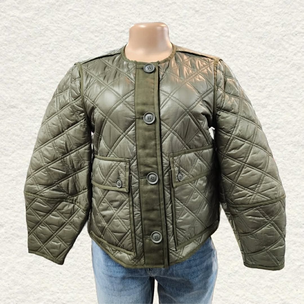 Veronica Beard Olive Quilted Puffer Jacket